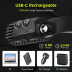 USB Rechargeable LED COB Sensor Headlamp White Light Head Torch Work Lamp Outdoor Waterproof Camping Fishing Lantern Headlight