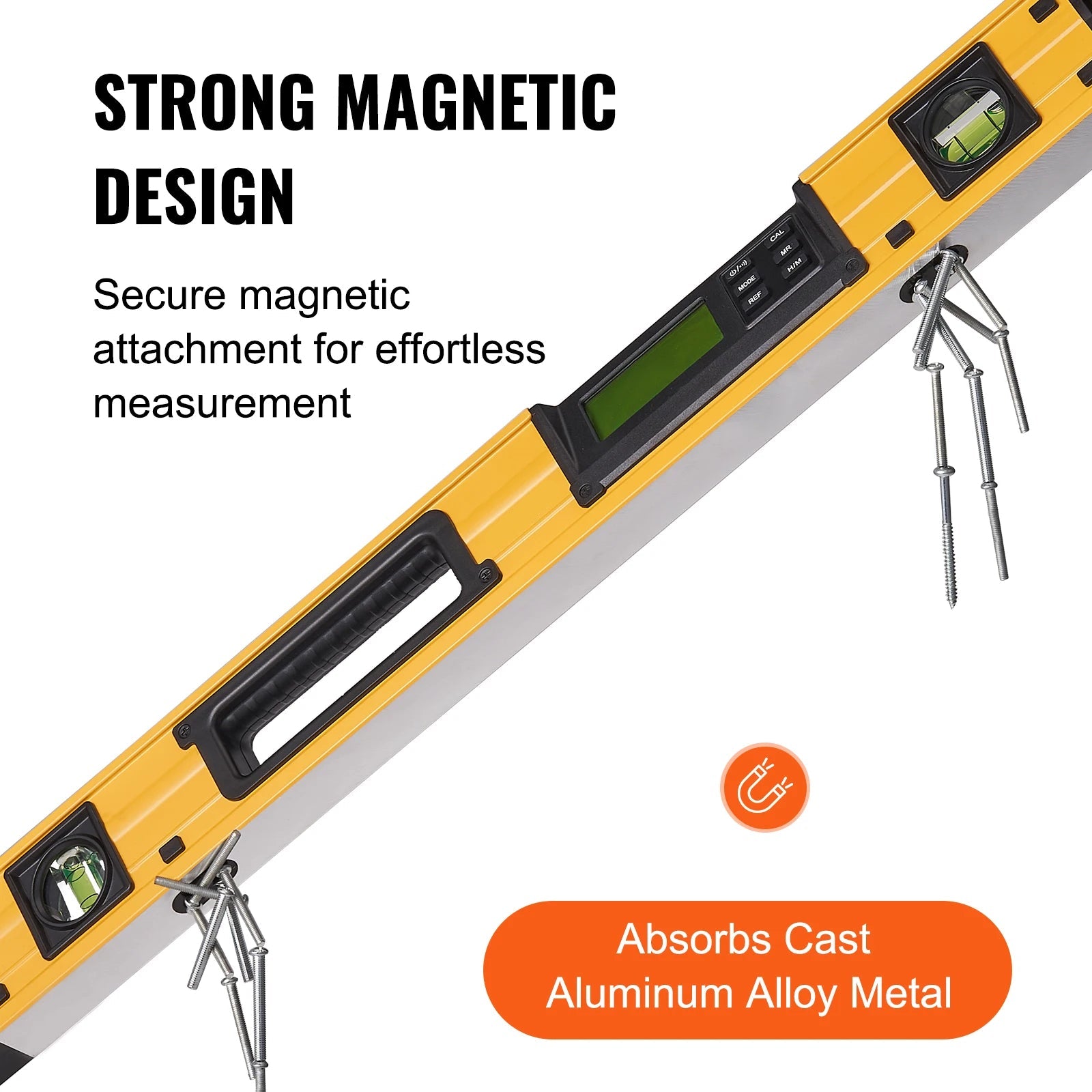 Heavy Duty Aluminum Digital Level 600mm Magnetic Angle Measuring Tool with LCD Display