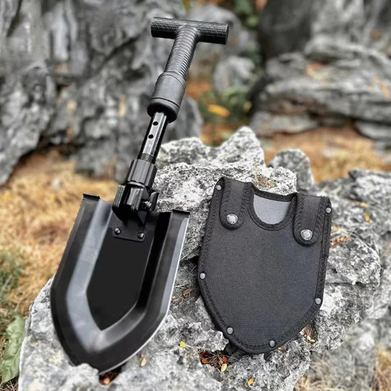 Compact Foldable Camping Shovel Adjustable Length Outdoor Garden Tool