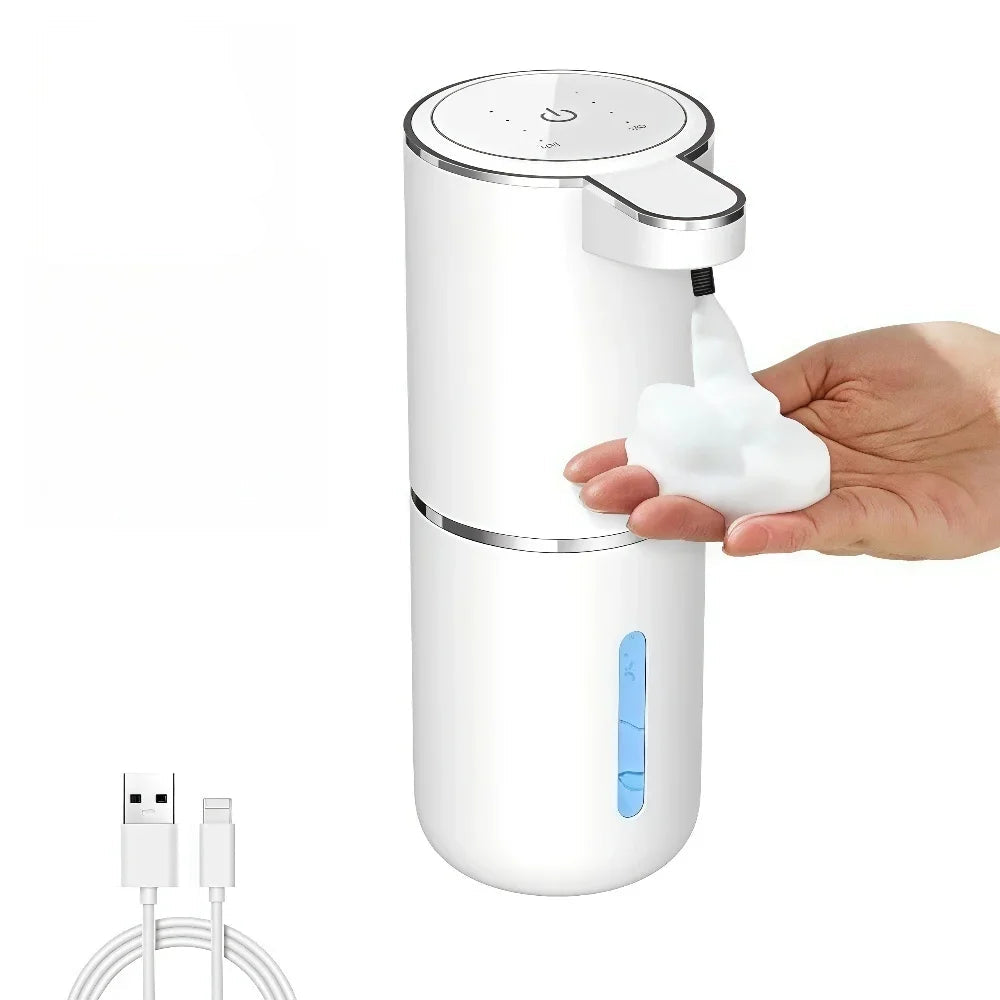 Rechargeable Automatic Foam Soap Dispenser 400ml with Sensor Operation and USB Type-C Charging