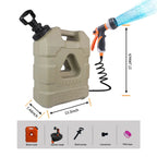 21L Portable Camping Water Tank with Manual Pressure Pump, Spray Head and Coiled Hose