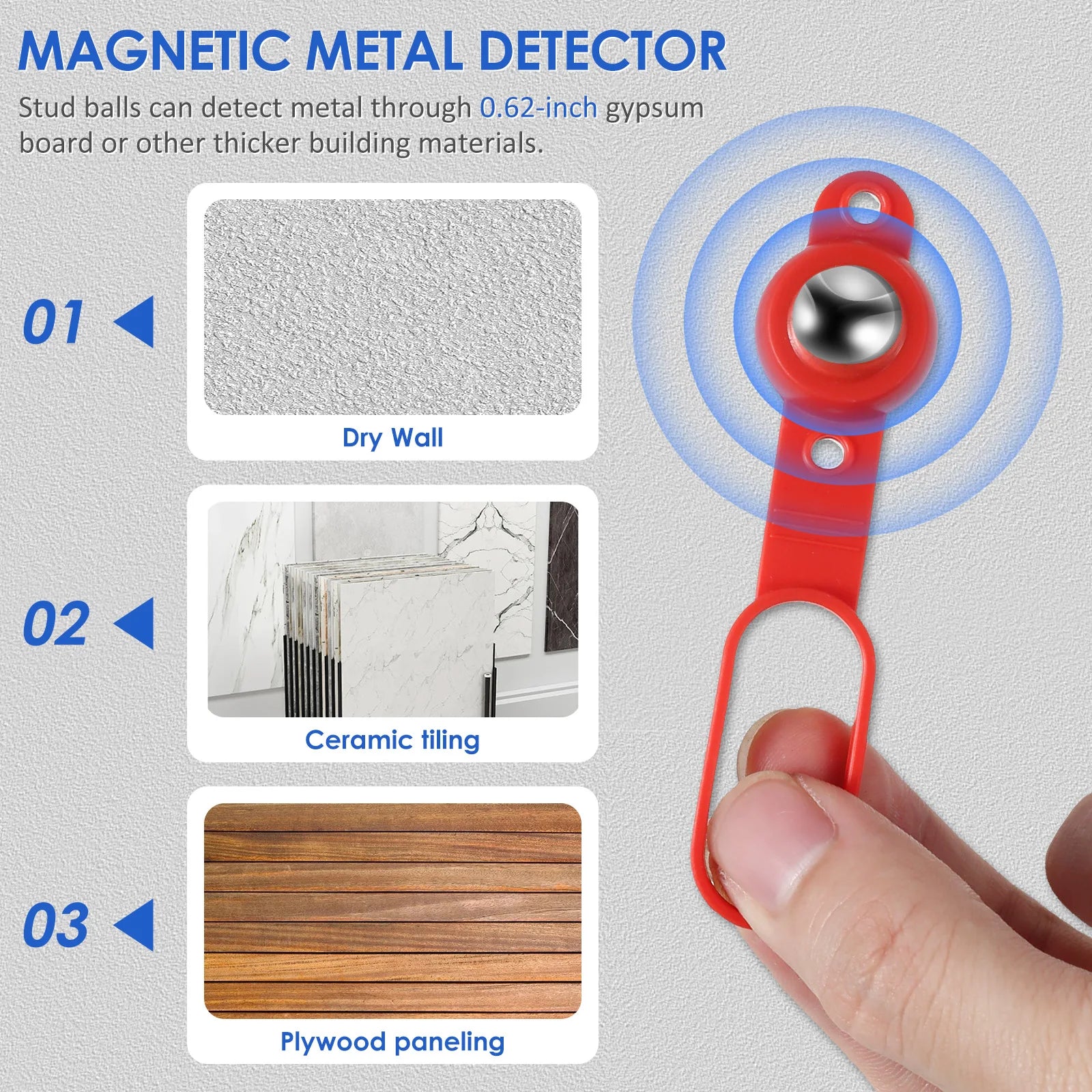 4-Piece Magnetic Stud Finder Set Portable 27lb Holding Force Tool for Wall Stud and Nail Detection
