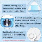 Adjustable Magnetic Double-Sided Window Cleaner with Anti-Fall Rope for High-Rise Windows