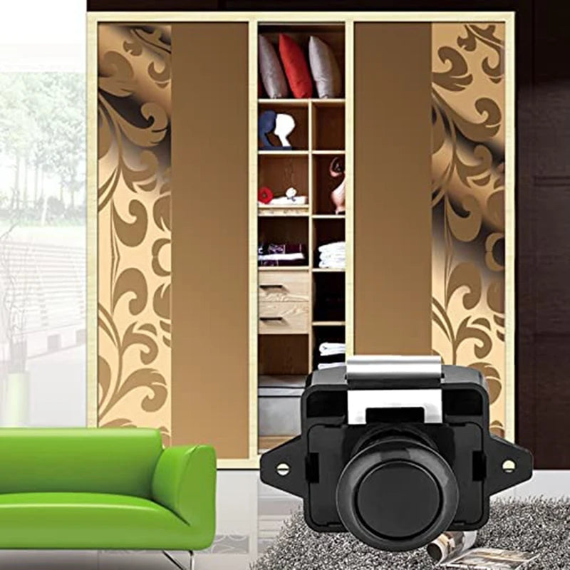 10-Piece Push Button Cabinet Lock Set Zinc Alloy Furniture Door Latches Black