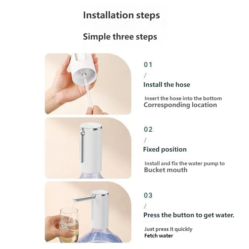 Smart Rechargeable Water Bottle Pump with LED Display Touch Control 1200mAh and Preset Dispensing Modes