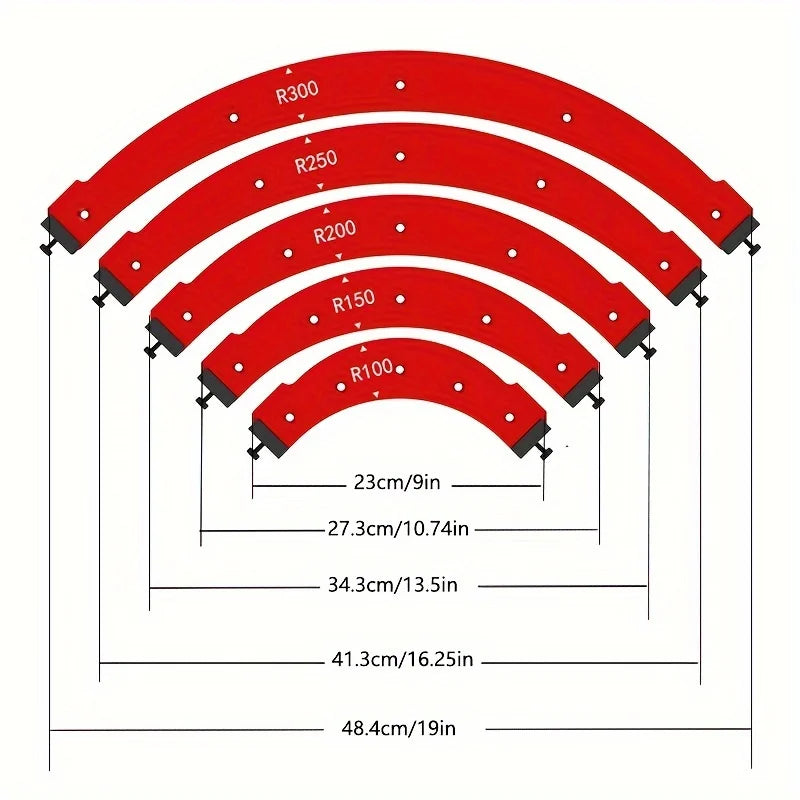 5 Piece Radius Corner Jig Set Aluminium Alloy Woodworking Templates for Router Corner Shaping