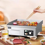 Electric Teppanyaki Grill Plate 2500W Stainless Steel Adjustable Flat Grill 45cm x 30cm