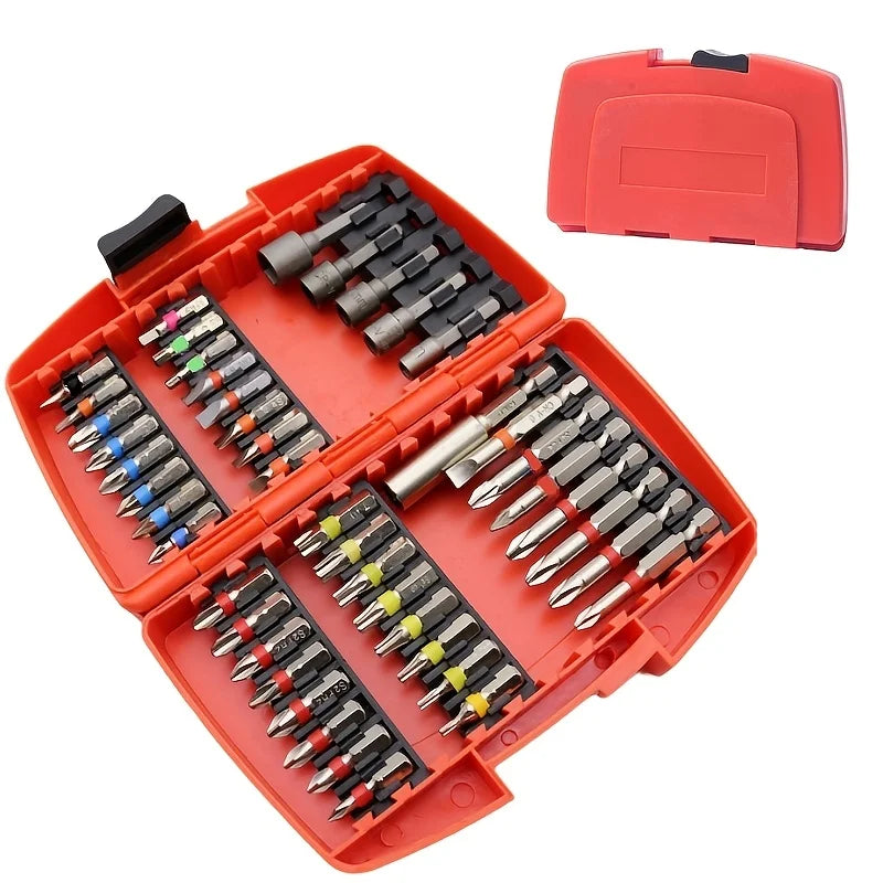 45pcs Impact Driver Bit Set with Magnetic Nut Driver, S2 Alloy Steel Phillips Torx Slotted Bits for Wood, Metal & Tile