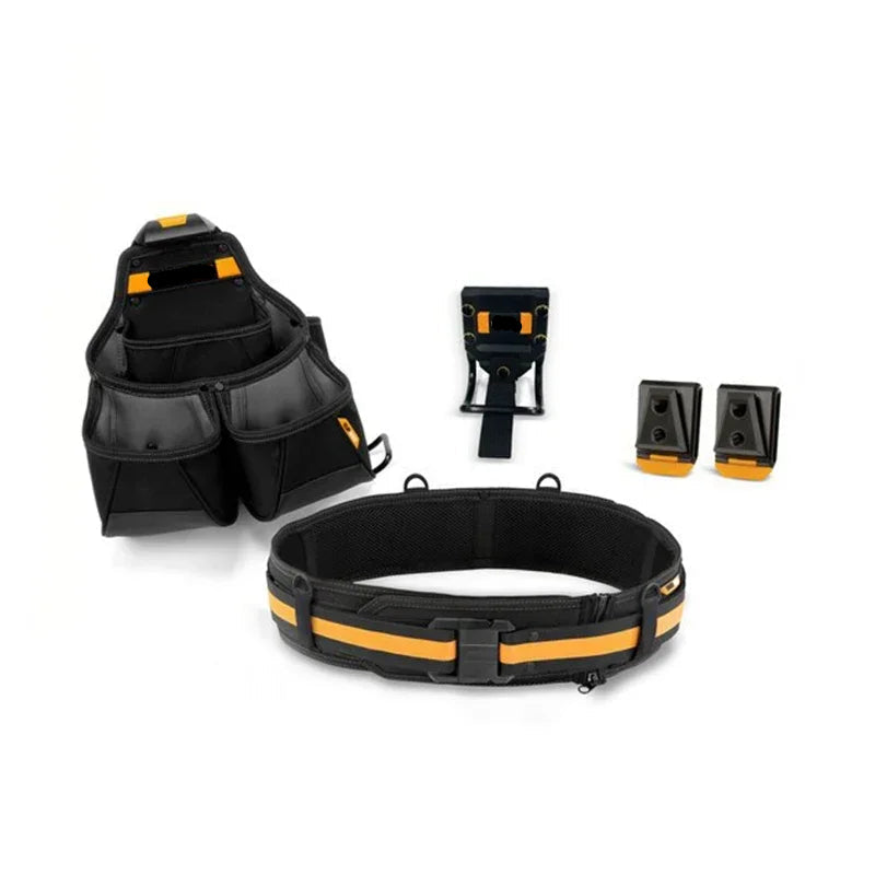 Heavy Duty 3 PC Framer Tool Belt Set with Padded Waist Belt, Hammer Loop and Multi Pocket Tool Pouch
