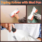 10 Piece Stainless Steel Drywall Knife Set with Mud Pan and Scraper Tools