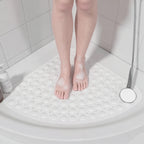 Non-Slip Corner Bath Mat 54cm PVC Shower Floor Mat with Suction Cups and Quick Drainage Design