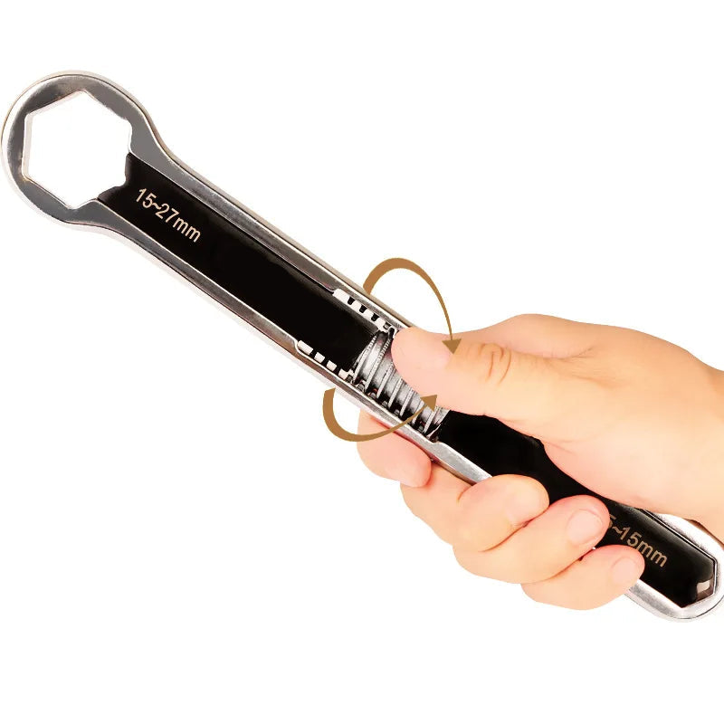 Heavy Duty Adjustable Spanner Set 5-19mm & 5-27mm Double End Rotating Flexible Wrench for Automotive Repair