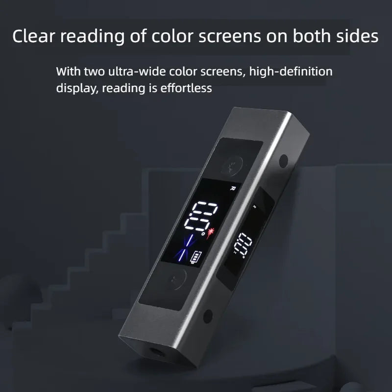 Digital Laser Angle Meter with Dual Line Projection and Magnetic Base for Construction and DIY