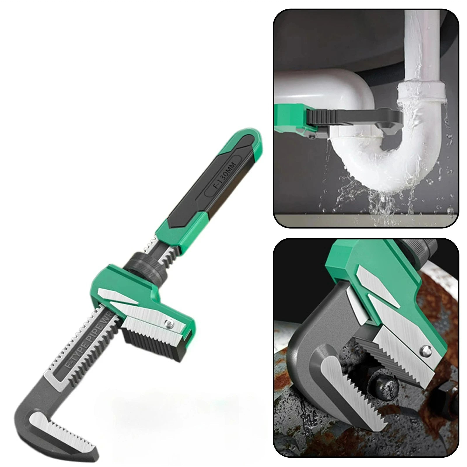 Portable F-Type Wide Jaw Adjustable Wrench Right Angle Spanner 130mm for Plumbing Tools