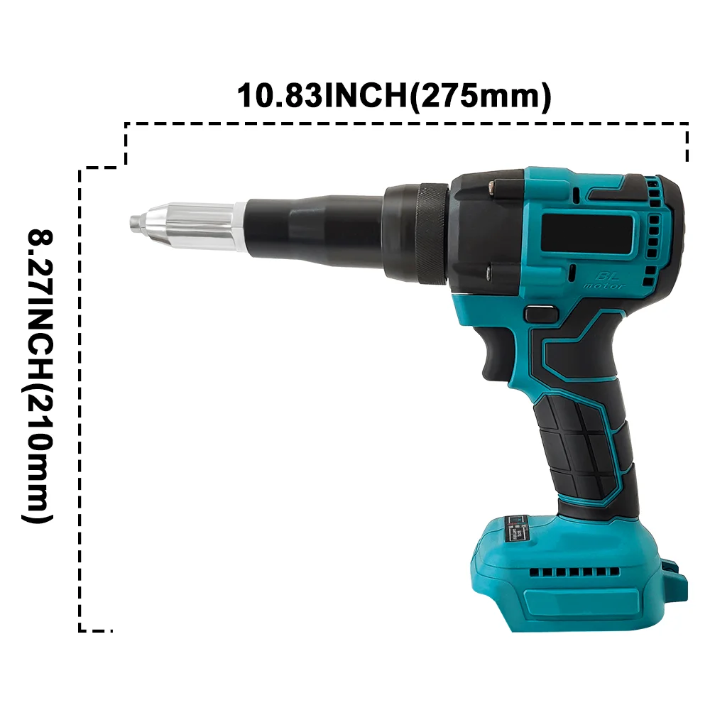 Cordless Brushless Electric Rivet Gun 2.4-5.0mm Automatic Riveting Tool for 18V Lithium Battery