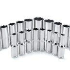 Heavy Duty 11-Piece Metric Long Deep Socket Set 1/4" Drive Chrome Vanadium 6-Point 4–14mm