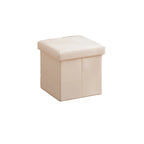 Foldable PU Leather Storage Ottoman Stool 76cm Toy Clothes Organizer Bench for Living Room Bedroom