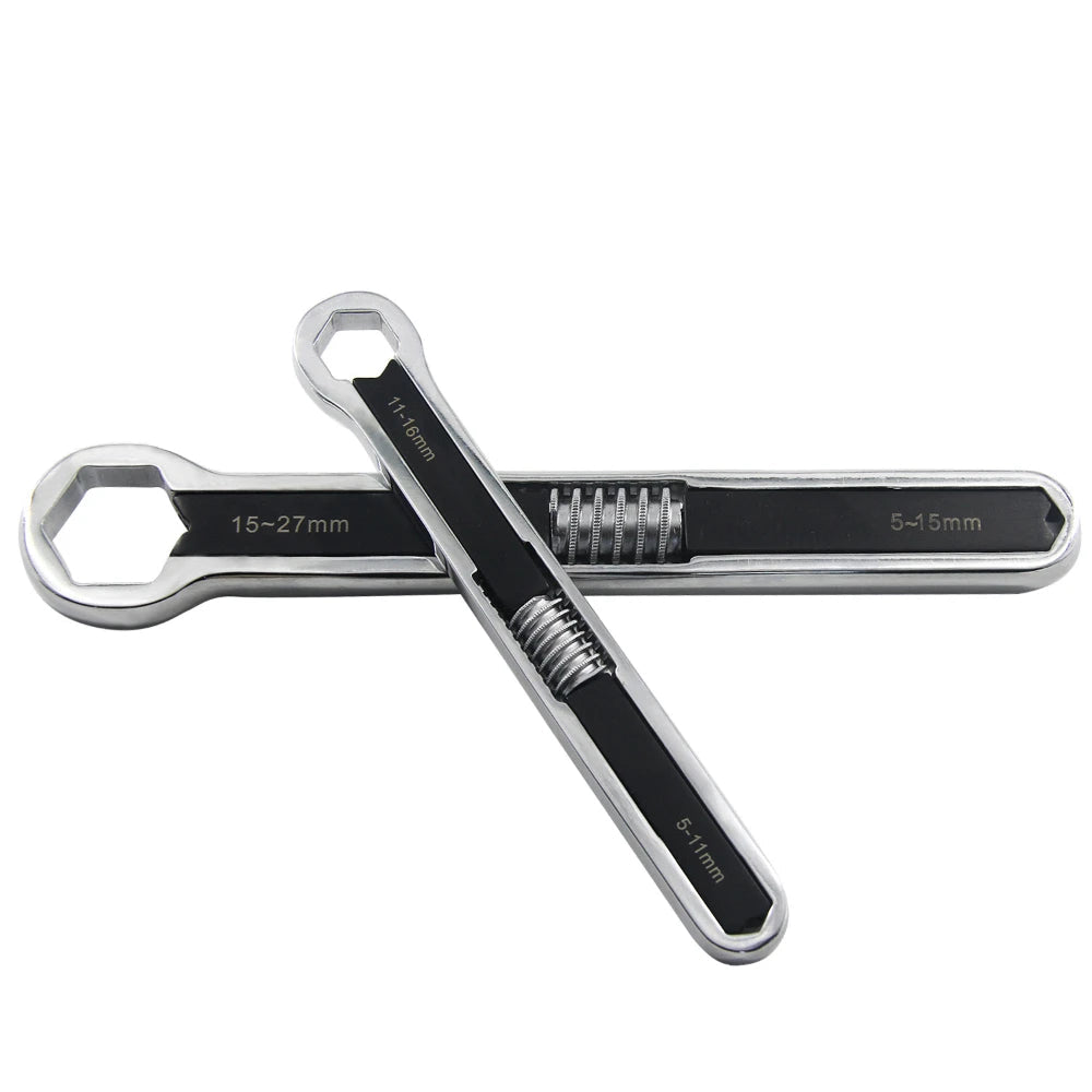 Heavy Duty Adjustable Spanner Set 5-19mm & 5-27mm Double End Rotating Flexible Wrench for Automotive Repair
