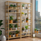 Bamboo 6 Tier Storage Shelf Tall Freestanding Rack for Books Plants and Bathroom