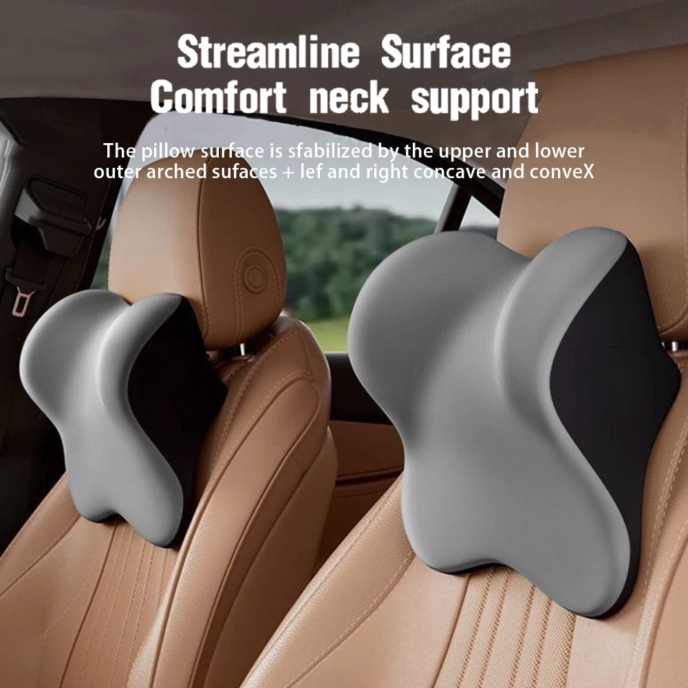 2-in-1 Car Headrest Pillow and Lumbar Support Cushion Set with Synthetic Fiber Filling