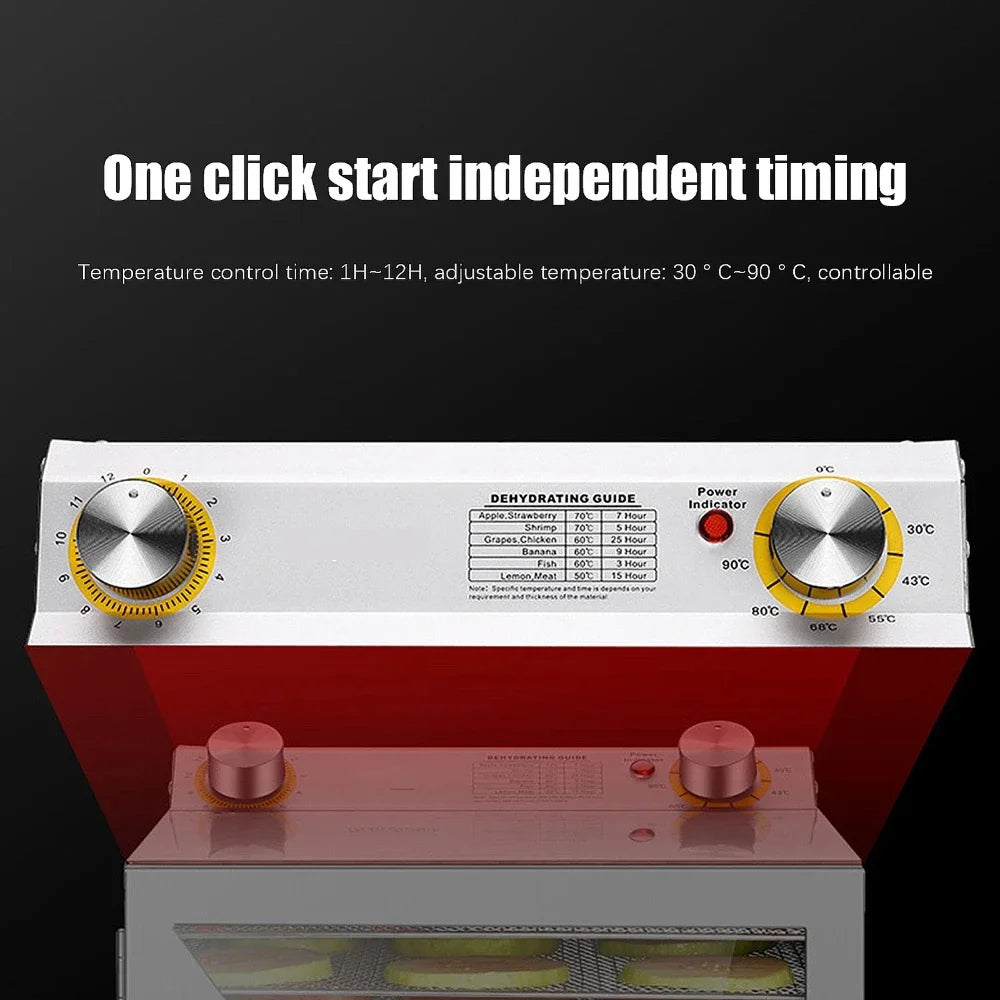 Portable Food Dehydrator Machine 6 Layer Stainless Steel Dryer with Adjustable Temperature Timer