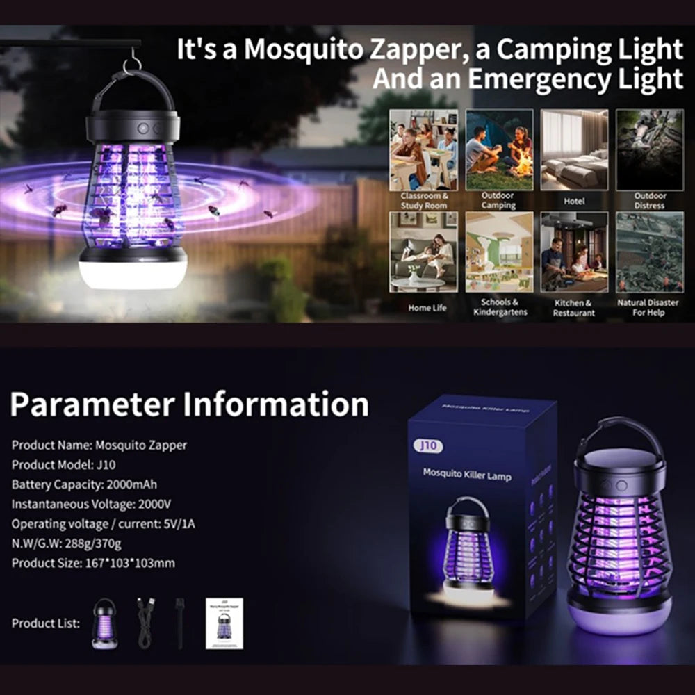 Portable USB Mosquito Repellent Lamp with Rechargeable Battery, 4 Brightness Levels and SOS Light