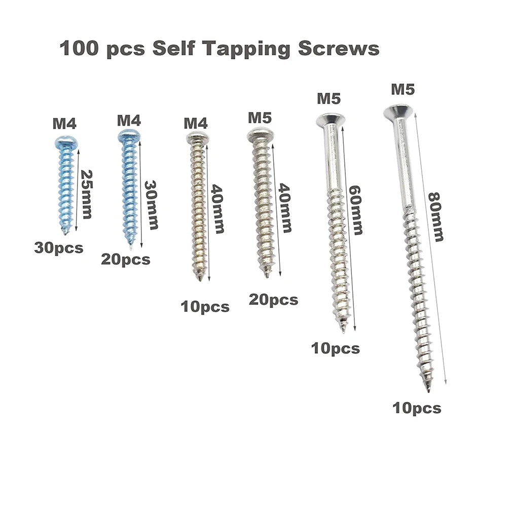 200 Piece Wall Anchor and Screw Assortment Kit M4 M5 Nylon Drywall Fixing Set with Storage Box