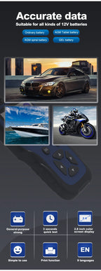 Portable 12V Car Battery Detector with Digital Display Automotive Testing Tool