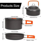 Portable Camping Cookware Set Aluminum Nonstick Pots and Pan with Kettle for Outdoor Cooking