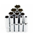 Heavy Duty 11-Piece Metric Long Deep Socket Set 1/4" Drive Chrome Vanadium 6-Point 4–14mm