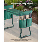 Heavy Duty Foldable Garden Kneeler and Seat with EVA Foam Pad and 2 Tool Pouches for Gardening
