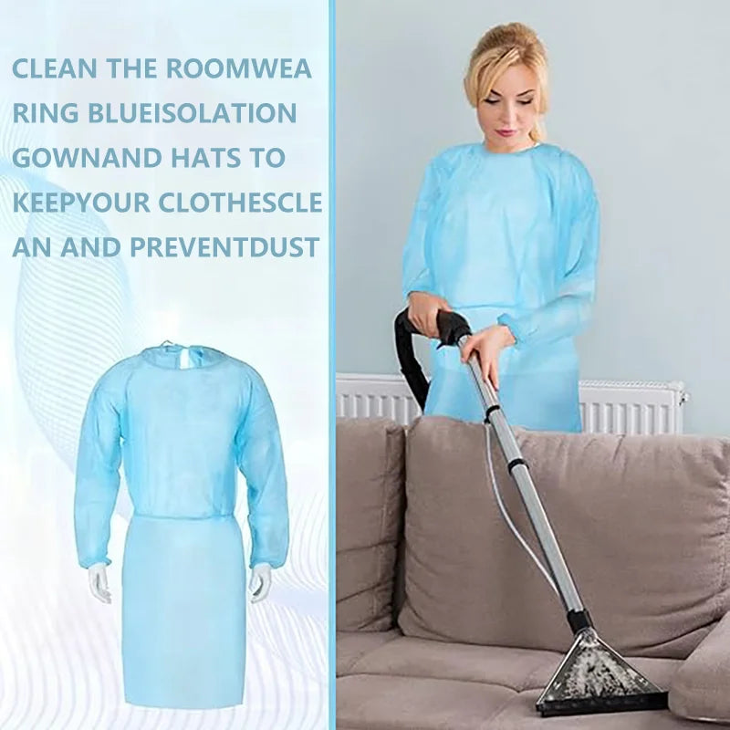 Disposable Waterproof Non-Woven Work Gowns 10 Pack Lightweight Green Cover Gowns