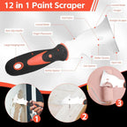 10 Piece Stainless Steel Drywall Knife Set with Mud Pan and Scraper Tools
