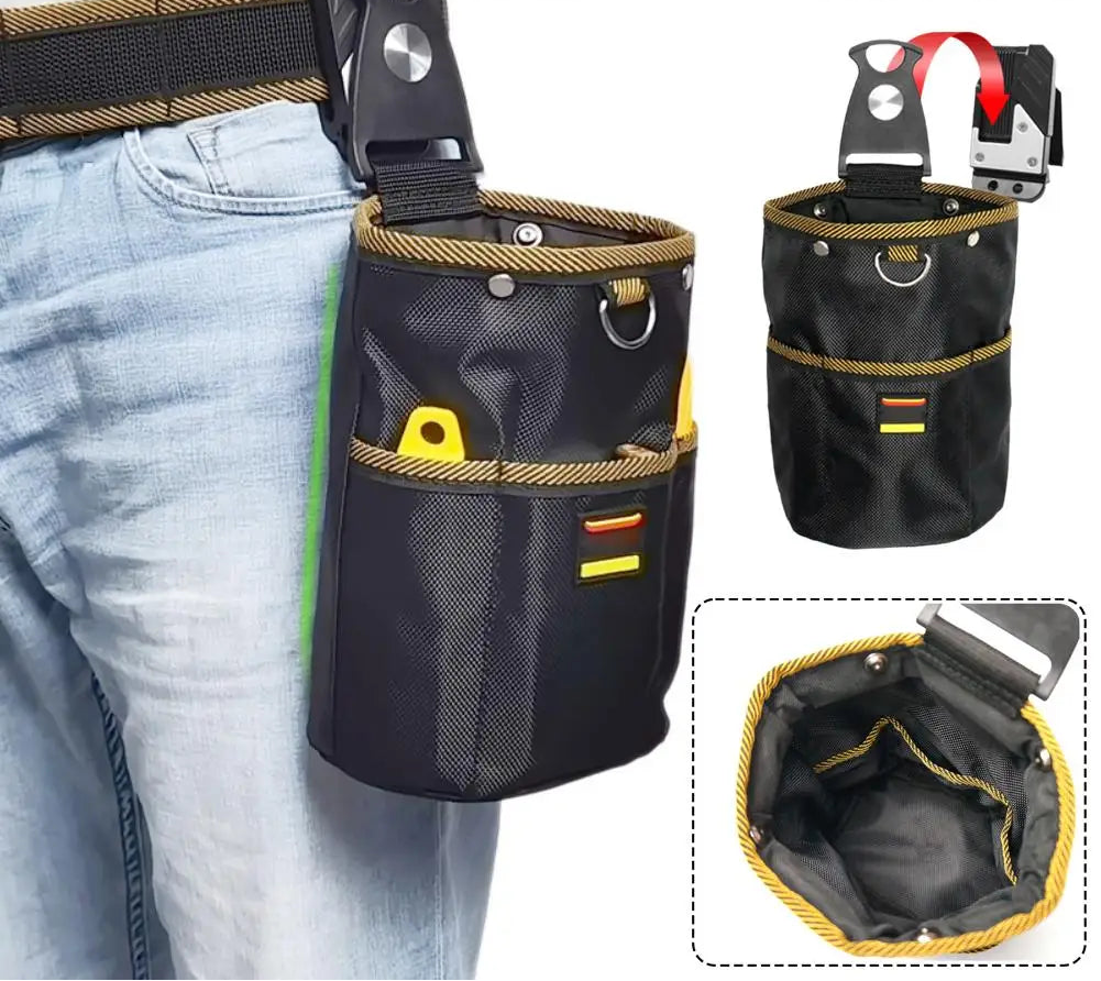Heavy Duty Nylon Tool Waist Bag with Rotating Hook Multi Pocket Storage Pouch for Electrician Carpentry