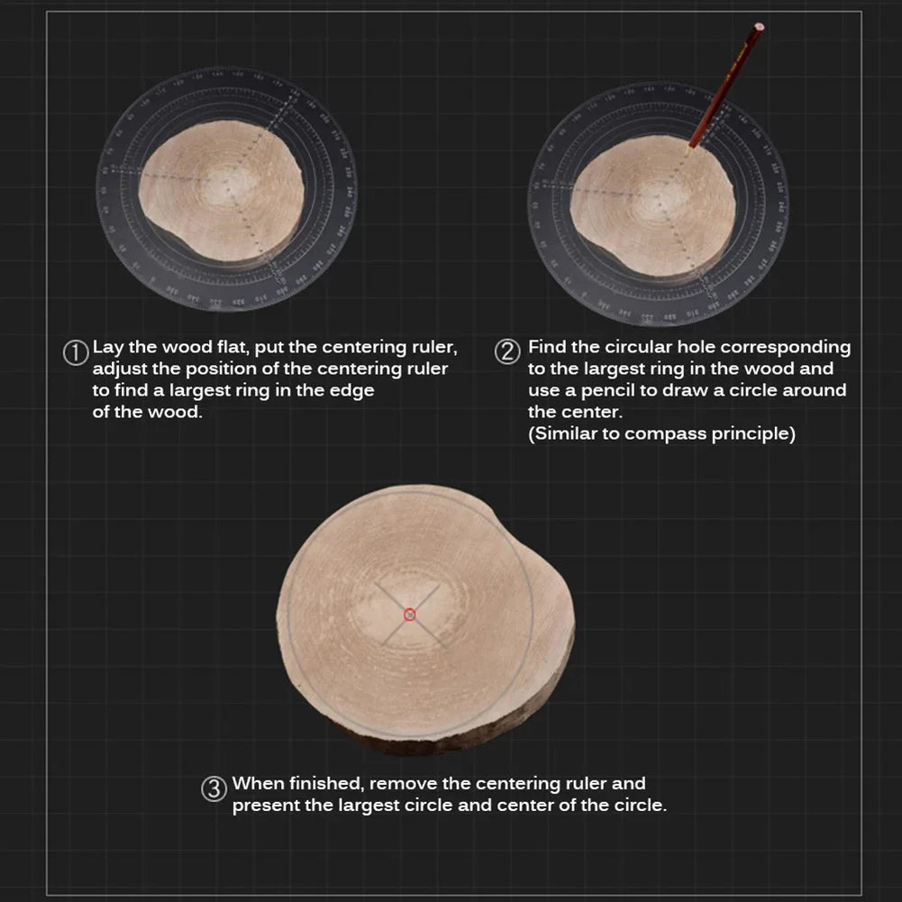 Acrylic Round Centre Finder Ruler for Wood Turning Lathe Work and Precise Circle Drawing
