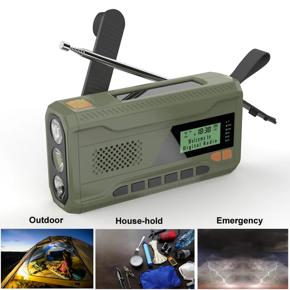 Portable DAB+Digital Radio Rechargeable FM Radio with Flashlight BT Speaker Solar Radio Emergency Weather Radio for Camping Storm