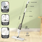 360° Spray Mop with 500ML Bottle, Reusable Microfiber Pads & Extendable Handle for Easy Cleaning