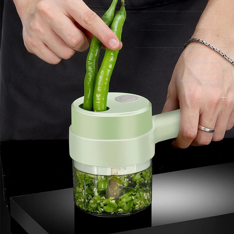Cordless Rechargeable Electric Food Chopper 4-in-1 40W Vegetable Cutter Garlic Mincer and Grinder
