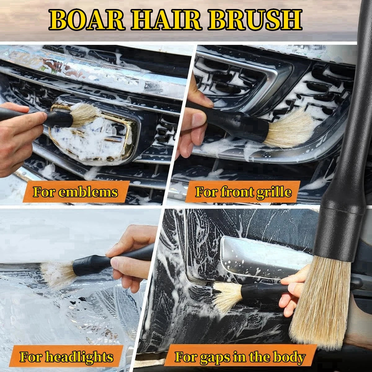 5 Piece Car Cleaning Brush Kit for Interior Exterior Detailing Vents Dashboard and Wheels