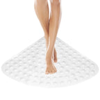 Non-Slip Corner Bath Mat 54cm PVC Shower Floor Mat with Suction Cups and Quick Drainage Design