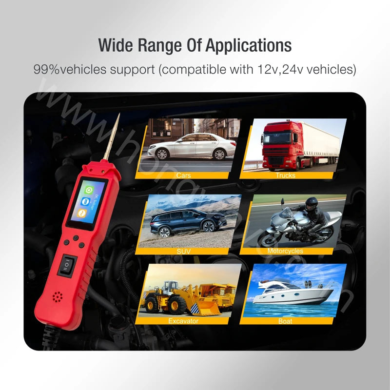 Heavy Duty Automotive Circuit Diagnostic Tester with TFT Display Voltage Resistance and Continuity Testing
