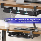 Under Desk Storage Tray No Drill Metal Laptop Mount Cable Management Organizer Rack