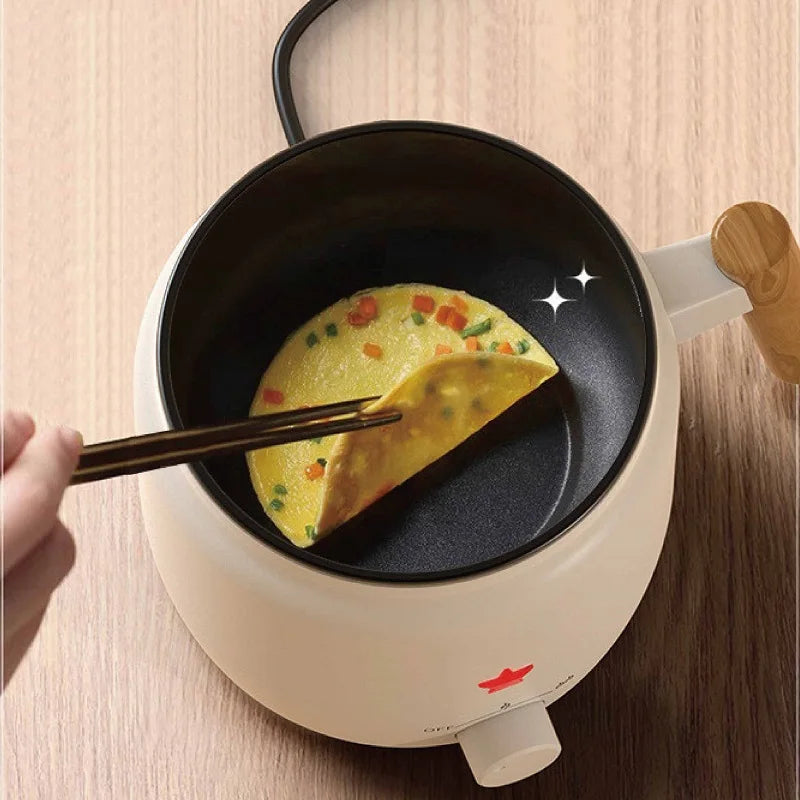 Portable Electric Hot Pot Cooker 1.2L with Steamer Dual Power 180W 350W for Noodles Soup Rice