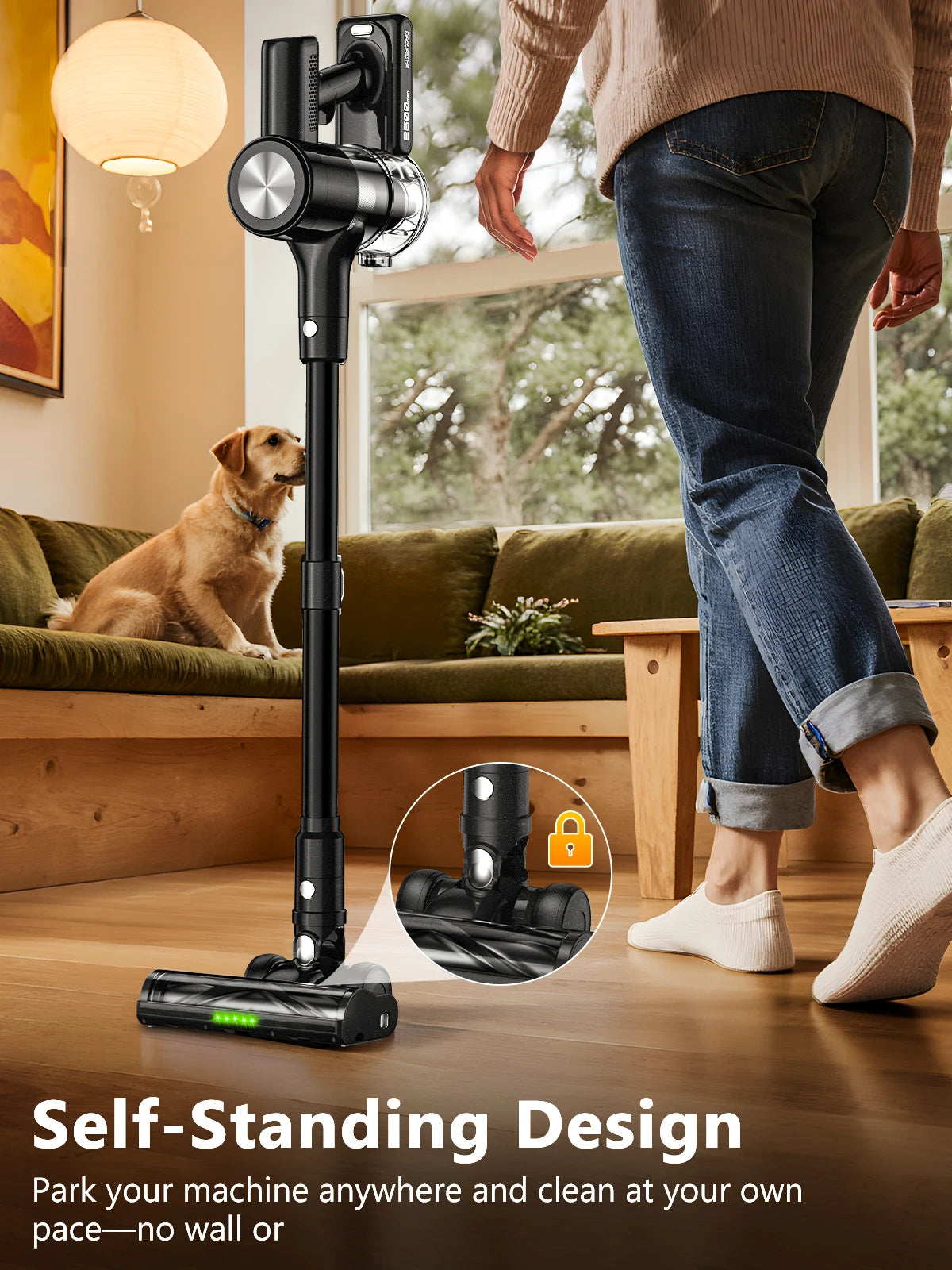 Cordless Vacuum Cleaner 55KPa 2-in-1 Rechargeable Stick and Handheld Cleaner with HEPA Filter