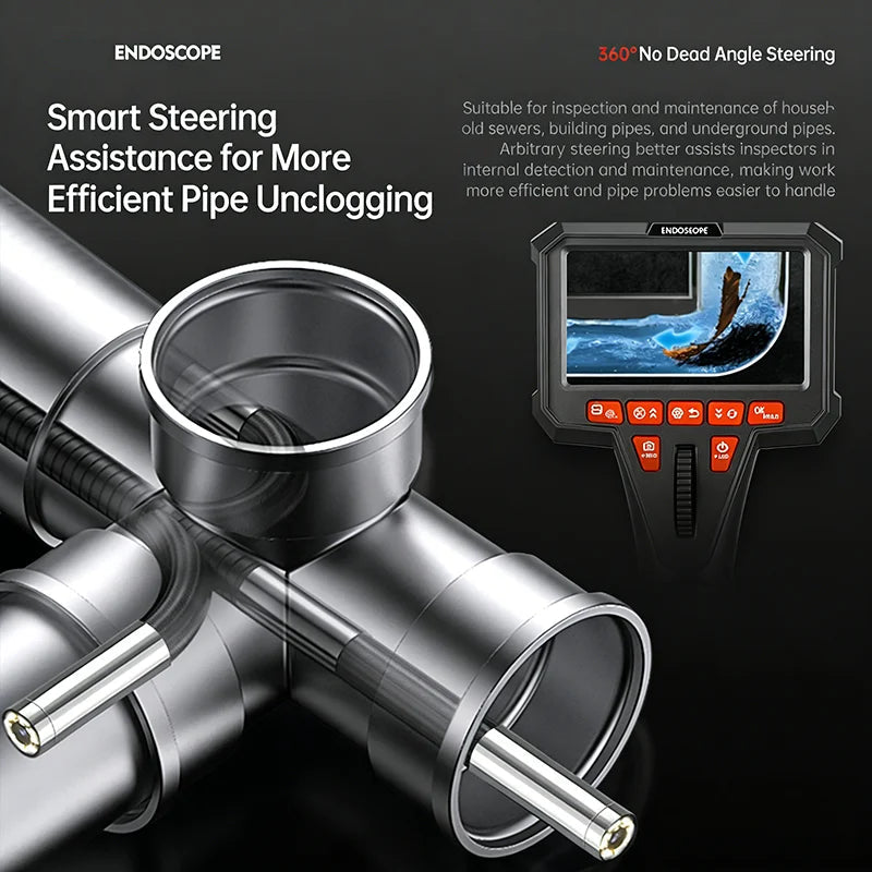 360 Articulating Borescope 1080P 6mm 4.5inch LCD Monitor Industrial Inspection Camera Diesel Engine Inspection Pipeline Aviation