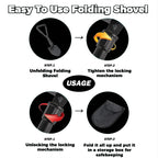 Portable Folding Camping Shovel with Carry Bag Multifunction Outdoor Spade Tool