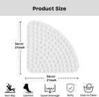 Non-Slip Corner Bath Mat 54cm PVC Shower Floor Mat with Suction Cups and Quick Drainage Design