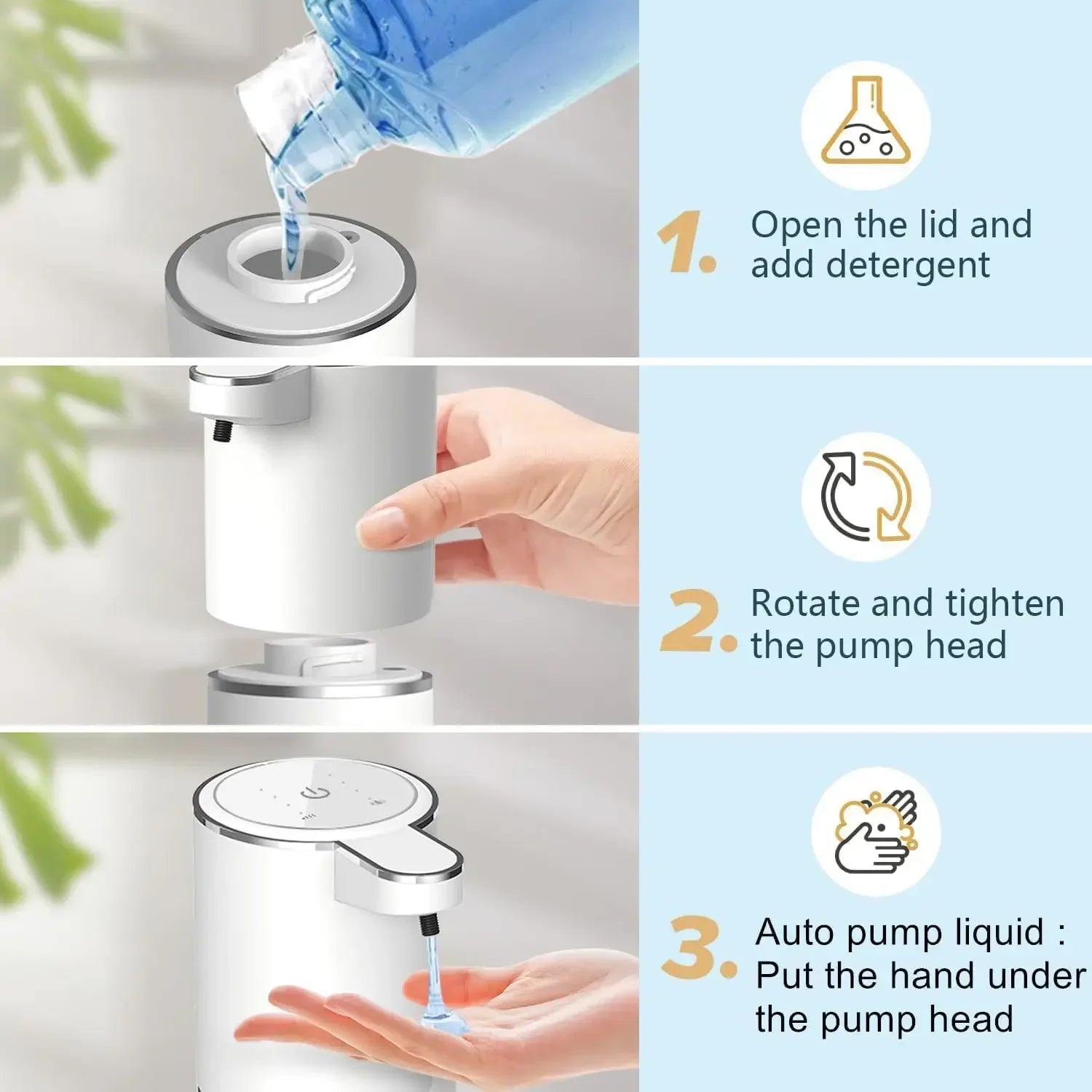 Rechargeable Automatic Foam Soap Dispenser 400ml with Sensor Operation and USB Type-C Charging