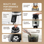 Portable Electric Coffee Grinder with Conical Burr 25 Grind Settings 200g Hopper 100W