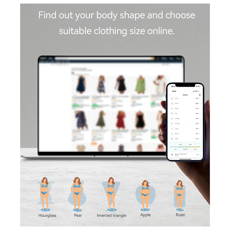 Smart Bluetooth Body Measuring Tape with LED Display, Rechargeable Digital Body Measurement Tool